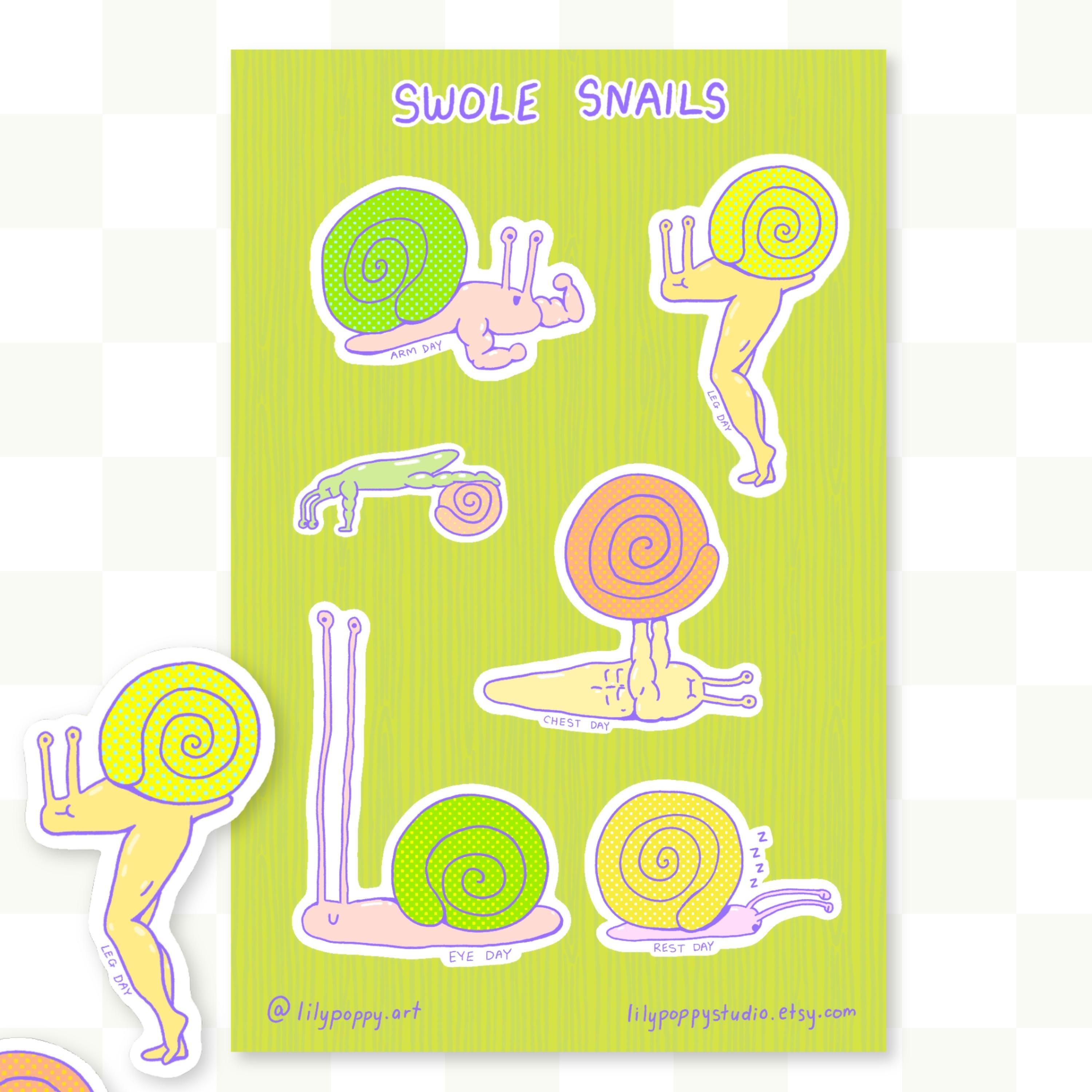 Swole Snail Sticker Sheet