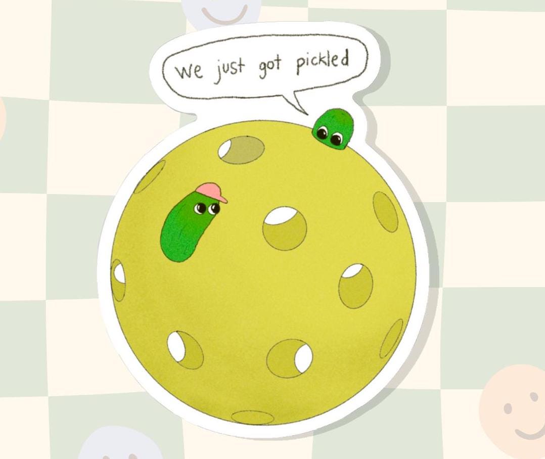 Pickles Pickled Pickleball Sticker