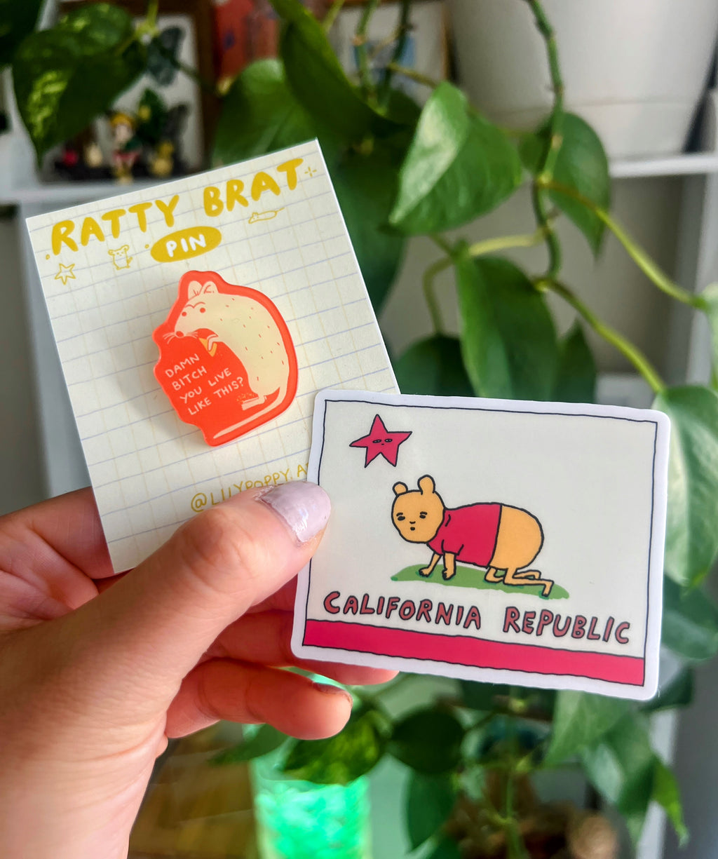 Damn Bitch Rat Acrylic Pin