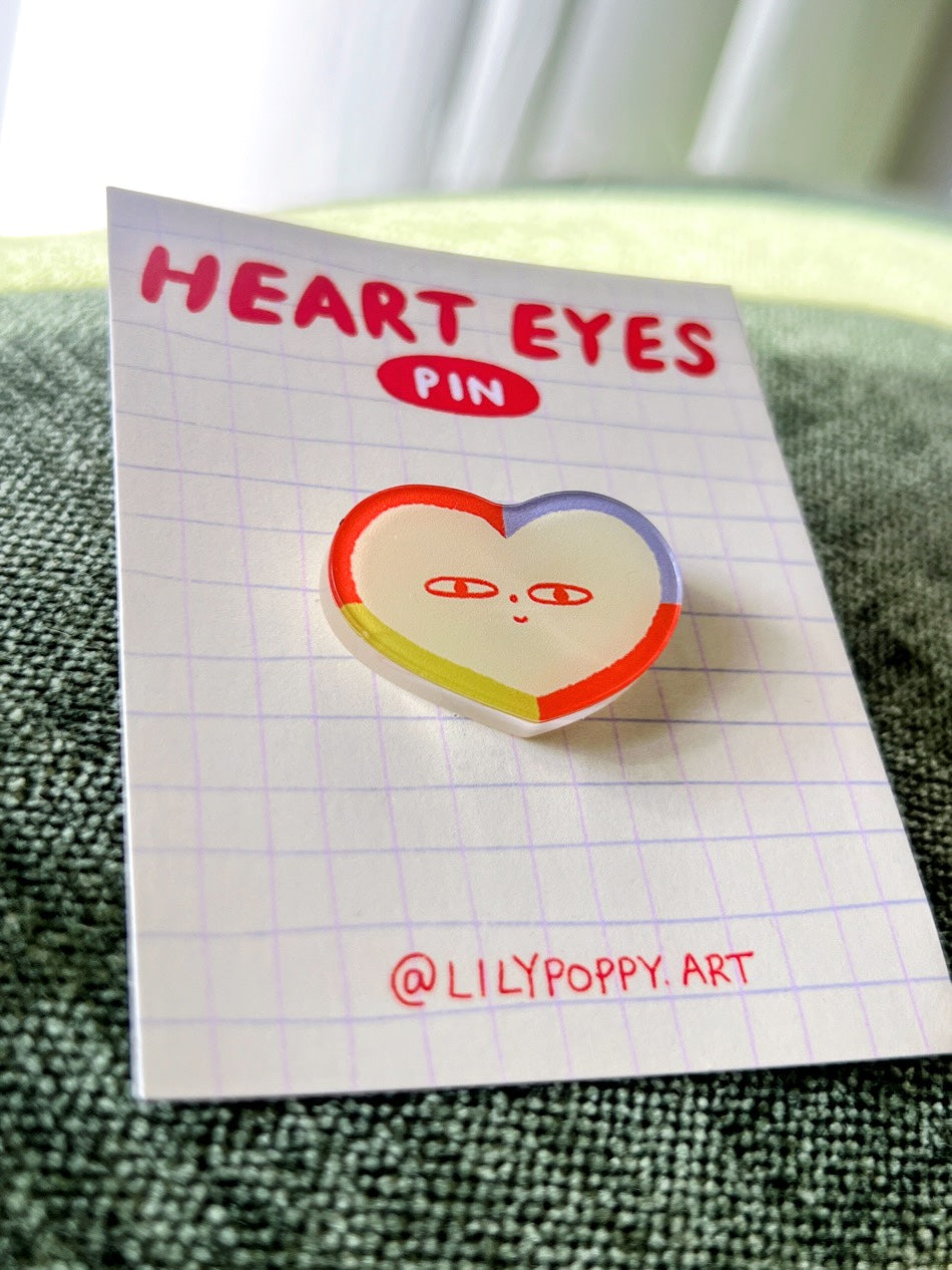 Heart Eyes Acrylic Pin