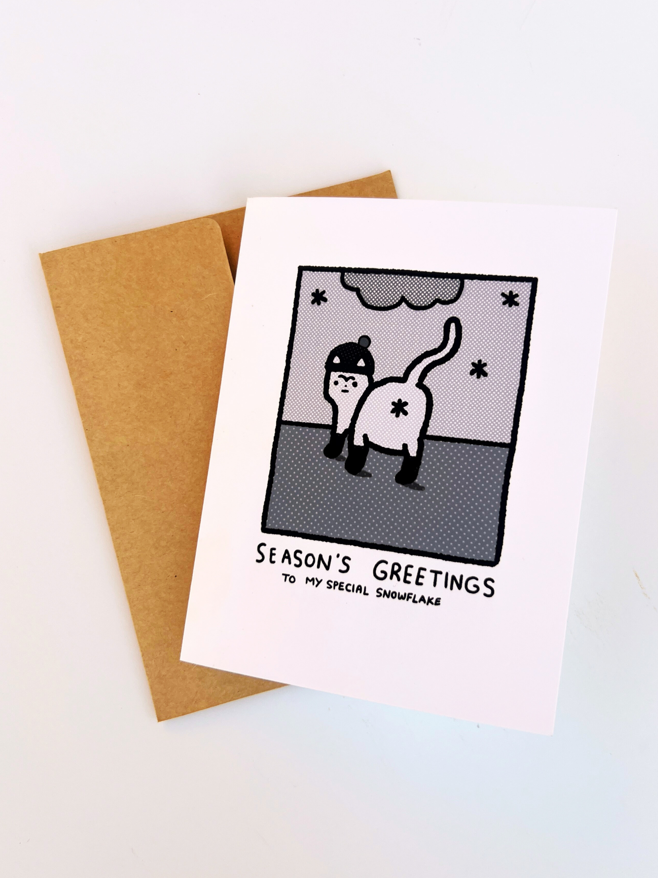 Seasons Greetings Cat Holiday Greeting Card